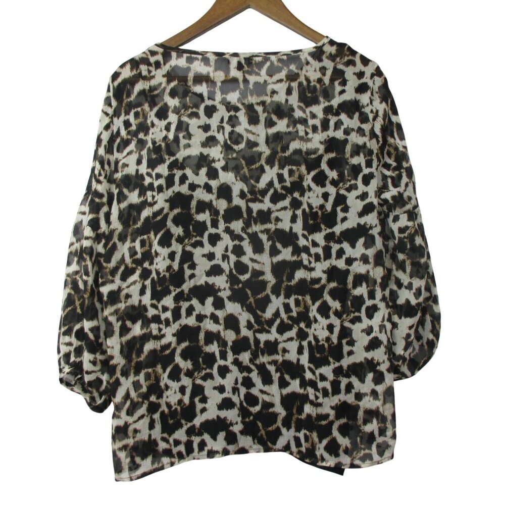 Talbots Silk Lightweight Animal Print Top Size XL Quiet Luxury  $98 Office